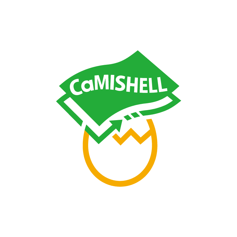 エコ玉（カミシェル）ロゴマーク：卵殻を再利用した用紙